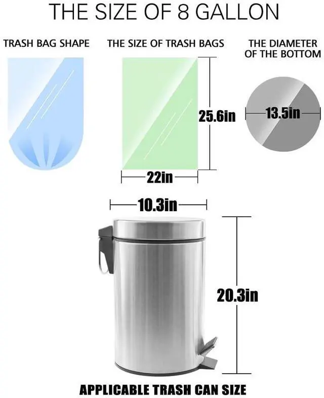 Alt view image 2 of 7 - 8 Gallon 330 Counts Clear Colorful Trash Bags Kitchen Garbage Bags, fit 25-30Liter Bathroom Trash Can Bin Liners, Plastic Bags for home office kitchenMulticolor