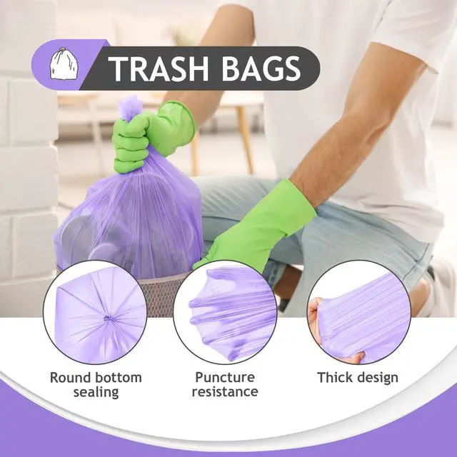Alt view image 6 of 7 - 8 Gallon 330 Counts Clear Colorful Trash Bags Kitchen Garbage Bags, fit 25-30Liter Bathroom Trash Can Bin Liners, Plastic Bags for home office kitchenMulticolor