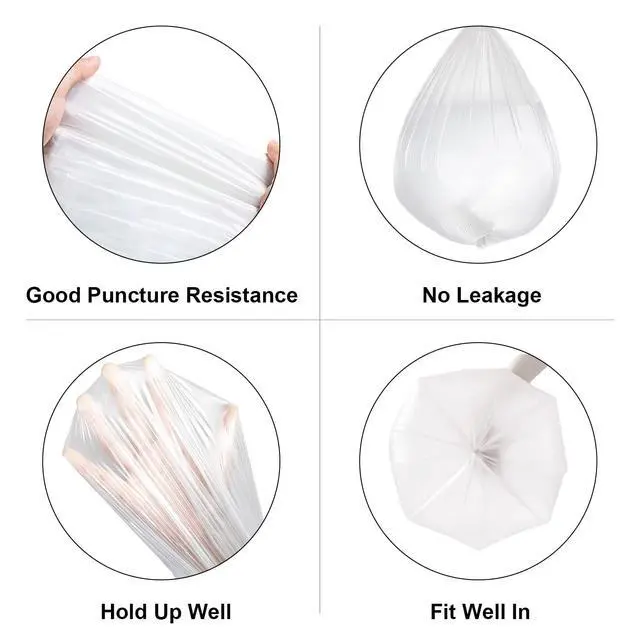 Alt view image 4 of 6 - Medium 8 Gallon Trash Bags Unscented, 0.94 Mil, Clear, 120 Count