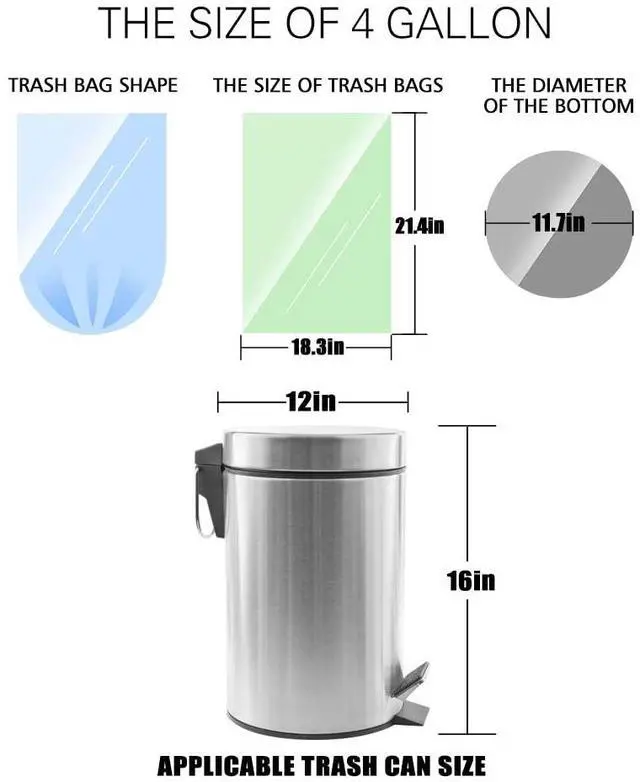 Alt view image 2 of 5 - 4 Gallon 330 Counts Colorful Small Trash Bags 3.8 Gal 4 Gal 4+ Gal fit 15 liter Garbage Bags , Waste Basket, Bathroom Trash Can Bin Liners, Plastic Bags for home office kitchen, Multicolor