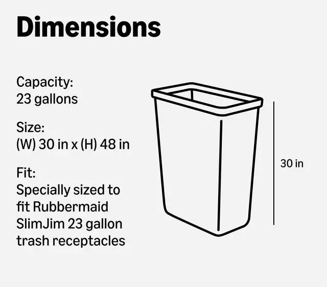 Alt view image 4 of 4 - 23G SlimJim Rubbermaid - 23 Gallon - 150 Count - 1.1 Mil - Black