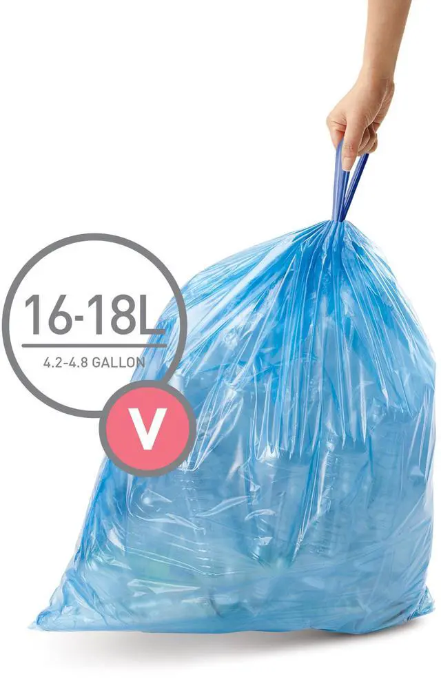 Alt view image 2 of 3 - Code V 60 Count Custom Fit Liners, Drawstring Kitchen Trash Bags, One-by-One Mess-Free Dispense, Extra Thick & Double Seamed, 50% PCR Plastic, 16-18 Liter / 4.2-4.8 Gallon, Blue