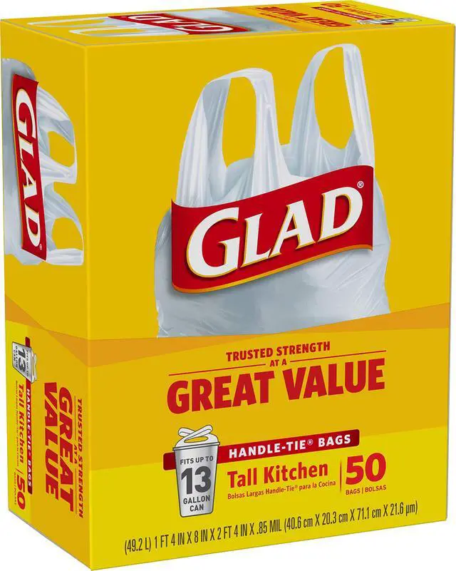 Alt view image 4 of 7 - Tall Kitchen Trash Bags 13 Gallon, Unscented Garbage Bags, Handle-Tie, 50 Count