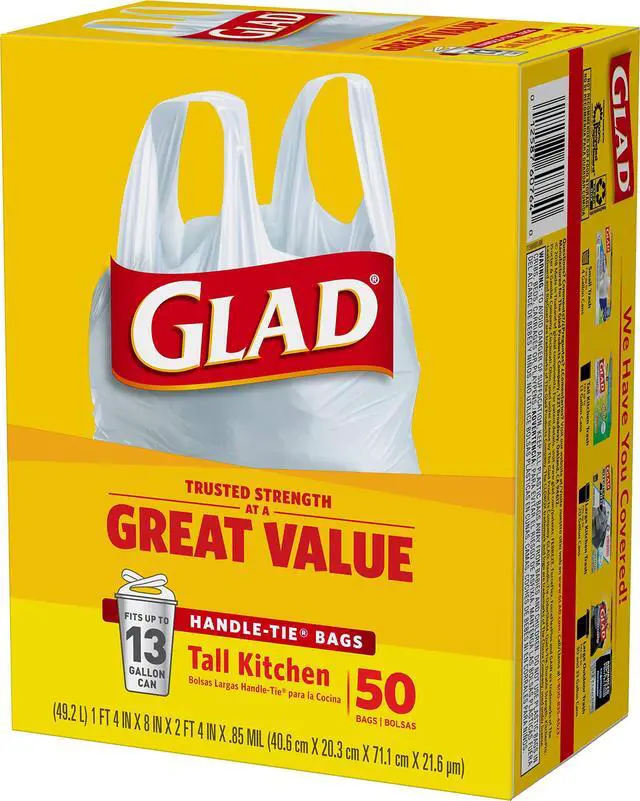 Alt view image 5 of 7 - Tall Kitchen Trash Bags 13 Gallon, Unscented Garbage Bags, Handle-Tie, 50 Count