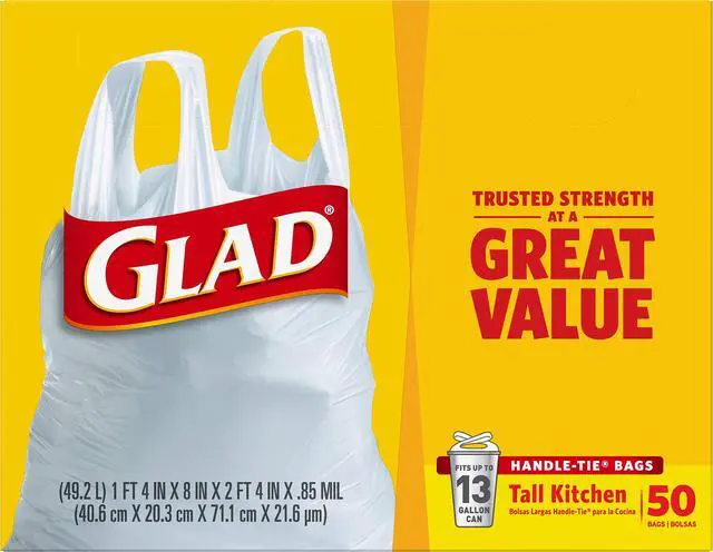 Alt view image 7 of 7 - Tall Kitchen Trash Bags 13 Gallon, Unscented Garbage Bags, Handle-Tie, 50 Count