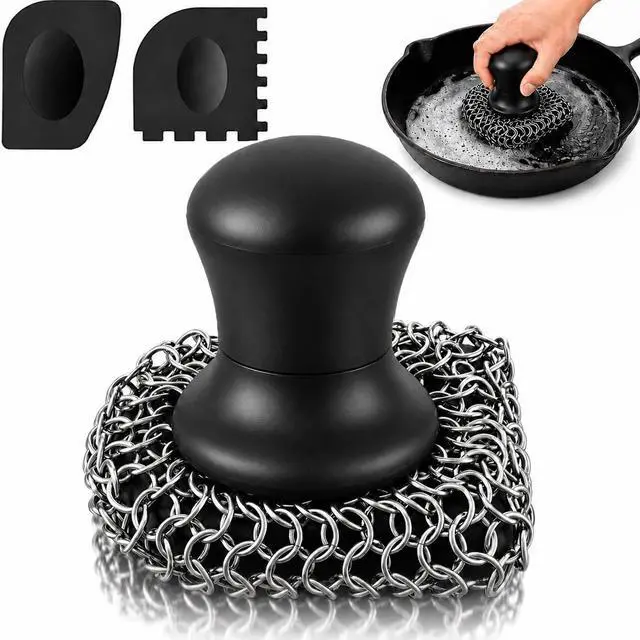 Main image of Cast Iron Scrubber and Scraper | 316 Chainmail Scrubber for Cast Iron Pan