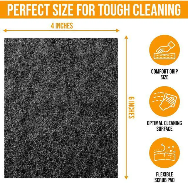Alt view image 3 of 7 - 6-Pack Heavy Duty Scouring Pads, 6x4 Inch Thick Black Scrub Pads for Pots Pans, Kitchen Cleaning, Stripping, Scrubbing Grills & More