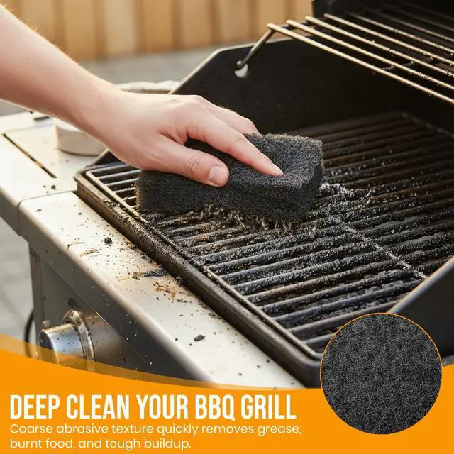 Alt view image 7 of 7 - 6-Pack Heavy Duty Scouring Pads, 6x4 Inch Thick Black Scrub Pads for Pots Pans, Kitchen Cleaning, Stripping, Scrubbing Grills & More