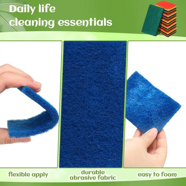 Alt view image 3 of 6 - 100 Pcs Heavy Duty Scouring Pads Non Scratch Household Scrub Pads for Cleaning Reusable Pan Scrubber Anti Grease Scrubbing Pads for Dish Kitchen Metal Grills, 4.3 x 3 x 0.3 in (Multicolor)