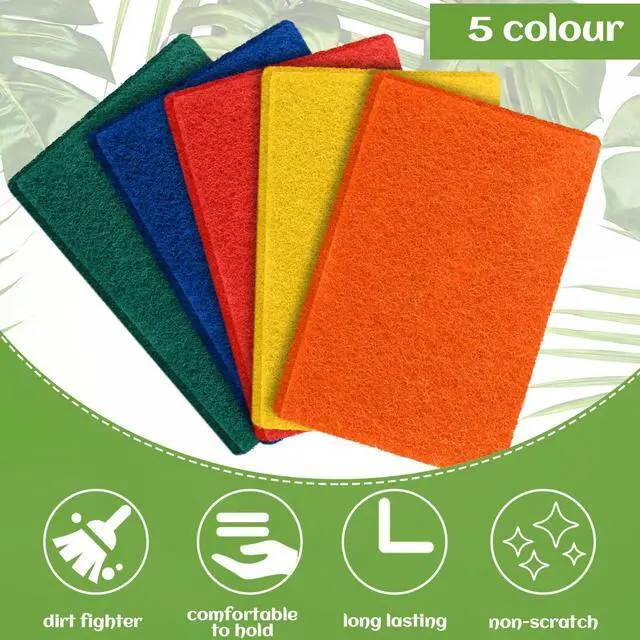 Alt view image 5 of 6 - 100 Pcs Heavy Duty Scouring Pads Non Scratch Household Scrub Pads for Cleaning Reusable Pan Scrubber Anti Grease Scrubbing Pads for Dish Kitchen Metal Grills, 4.3 x 3 x 0.3 in (Multicolor)