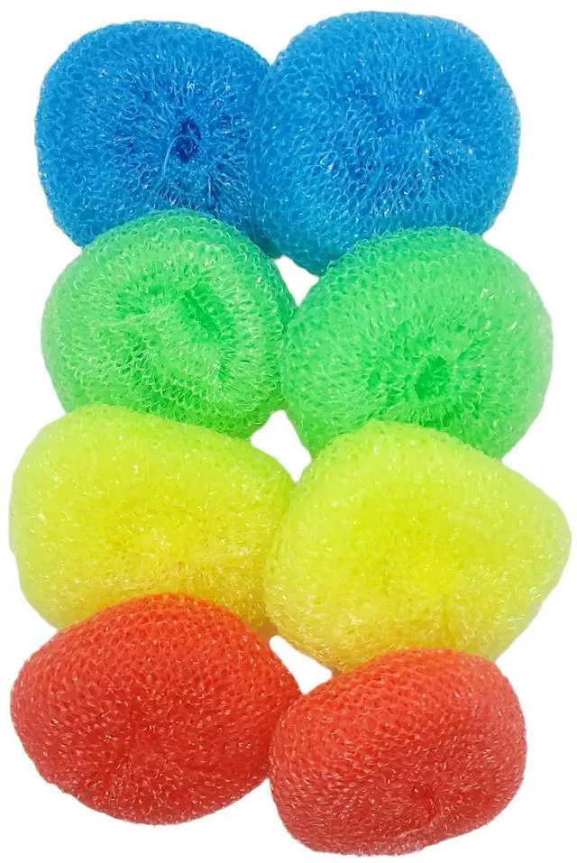 Main image of Durable Non-Scratch Nylon Scouring Pads | Round All-Surface Cleaning Pads | Multi-Use Kitchen Scrubbers | Safe for Non-Stick Cookware | 8-Pack Random Colors