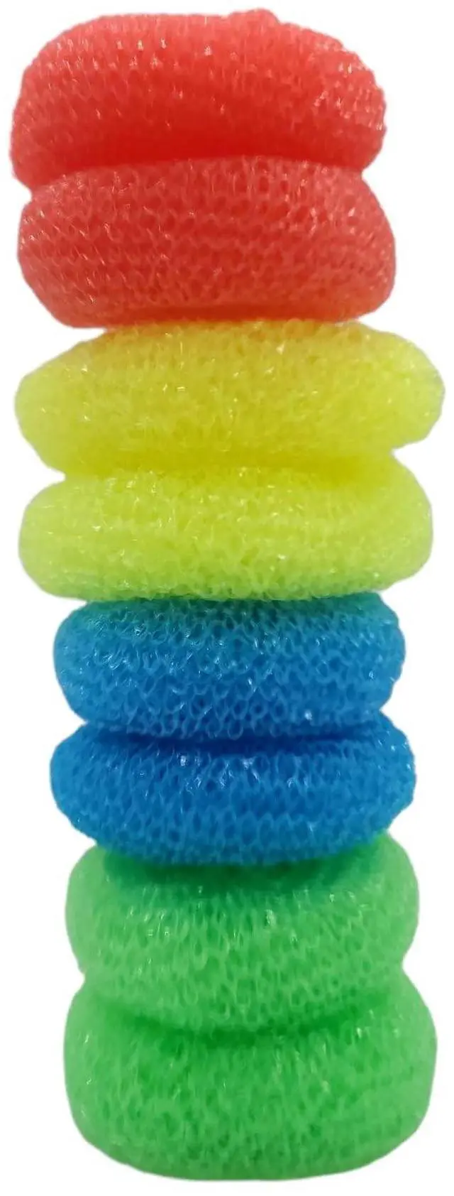 Alt view image 3 of 4 - Durable Non-Scratch Nylon Scouring Pads | Round All-Surface Cleaning Pads | Multi-Use Kitchen Scrubbers | Safe for Non-Stick Cookware | 8-Pack Random Colors
