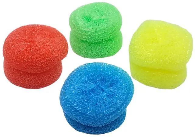 Alt view image 4 of 4 - Durable Non-Scratch Nylon Scouring Pads | Round All-Surface Cleaning Pads | Multi-Use Kitchen Scrubbers | Safe for Non-Stick Cookware | 8-Pack Random Colors