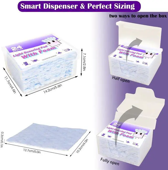 Alt view image 3 of 7 - 24 Pack Scouring Scrub Pad Singles with Foam | Multi-Surface | Non-Scratch