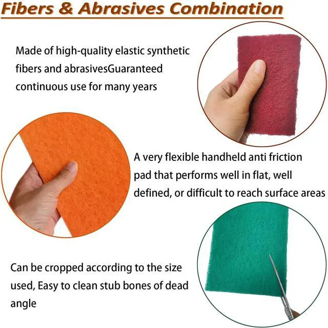 Alt view image 3 of 7 - 15 Pack 6 x 9 Inch Hand Pads Coarse Medium Fine Superfine 5 Different Specifications Assortment General Purpose Scouring Pad Ideal for Garden Tools and Grills,Automotive Body Tools
