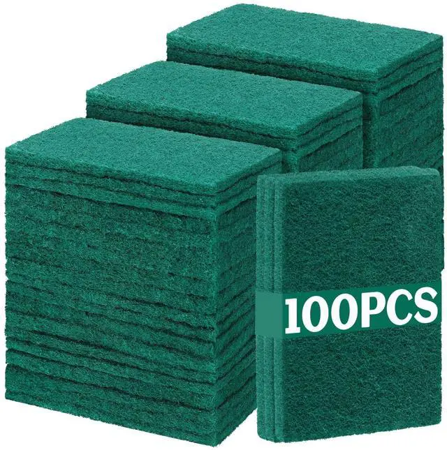 Main image of 100 Pcs Heavy Duty Scouring Pads Non Scratch Household Scrub Pads for Cleaning Reusable Pan Scrubber Anti Grease Scrubbing Pads for Dish Kitchen Metal Grills, 4.3 x 3 x 0.3 in (Green)