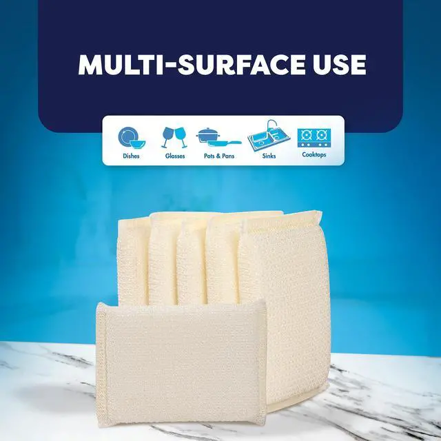 Alt view image 3 of 7 - 6 Scrub Sponges Kitchen , Multi-Purpose Scouring Pads, Non-Scratch Cleaning Sponges for Dishes, Pots & Non-Stick Cookware - Long Lasting Dish Scrubbers for Kitchen, Bathroom & More