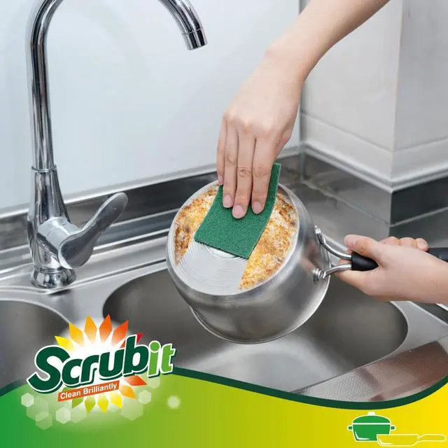 Alt view image 6 of 6 - Scouring Pads - Heavy Duty Scrub Pads for Cleaning Dishes - Non-Scratch - Reusable - Green (50, Green)