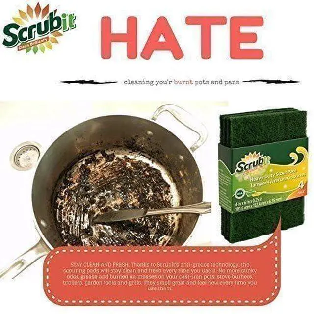 Alt view image 7 of 7 - Scouring Pads - Heavy Duty Household Cleaning Scrubber with Non-Scratch Anti-Grease Technology - Reusable Scrubbing Pads Green, 6 Pack