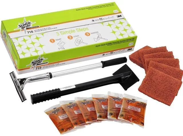 Alt view image 2 of 7 - Scotch-Brite Griddle Cleaning, Quick Clean Heavy Duty Scour Pad, 4 in x 5.25 in, 6 Pads/Pack, For Baked On Food and Cooking Oils, Use on Hot or Cool Griddle