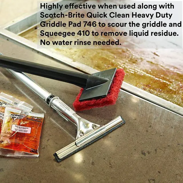 Alt view image 3 of 7 - Scotch-Brite Griddle Cleaning, Quick Clean Heavy Duty Scour Pad, 4 in x 5.25 in, 6 Pads/Pack, For Baked On Food and Cooking Oils, Use on Hot or Cool Griddle