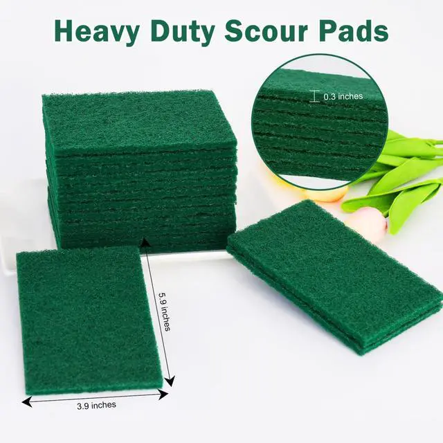 Alt view image 2 of 7 - 40 Pcs Scouring Pad, Dish Scrubber Scouring Pads,4 x 6 inch Green Reusable Household Scrub Pads for Dishes, Kitchen Scrubbers & Metal Grills