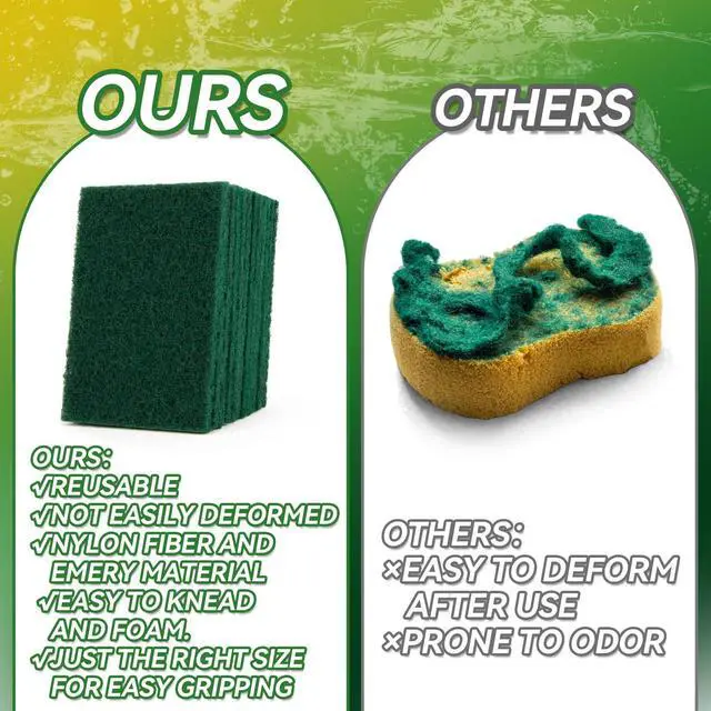 Alt view image 6 of 7 - Heavy Duty Scouring Pad - 10PCS Scouring Pads for Heavy Duty Cleaning Scrubbing Pads for Kitchen Bathroom Household Cleaning Dish Scrubber Scrub Sponges for Oven Barbecue Grill Bathtub