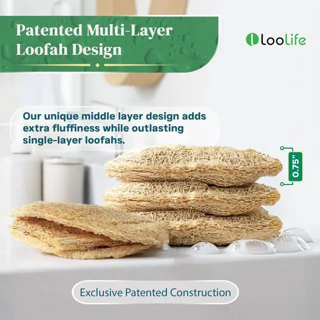 Alt view image 3 of 7 - Natural Loofah Kitchen Sponge (3 Pack) - Natural Sponges for Dishes - Eco Friendly and Compostable Sponges - Biodegradable Plant Based Kitchen Dish Sponge - Plastic Free Dish Scrubber
