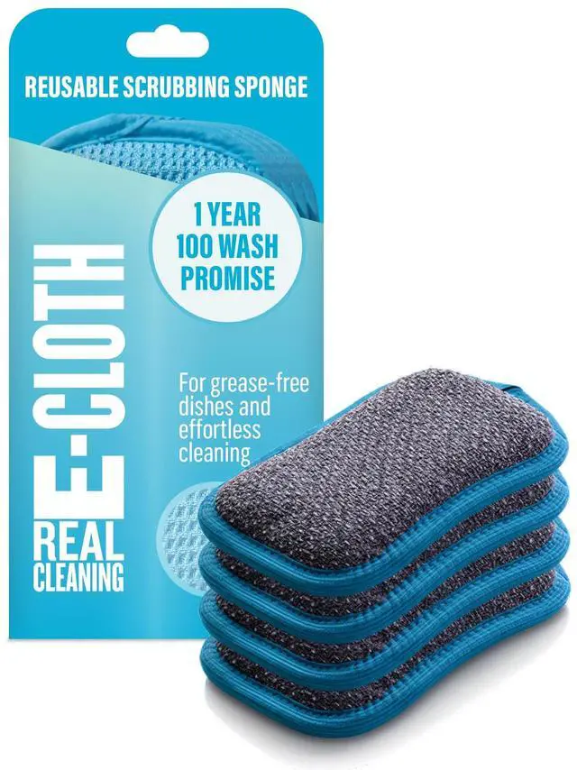 Main image of Washing Up Scrub Pad - Microfiber Sponge for Cleaning, Reusable Kitchen Sponge for Dishes & Sink, Non Scratch, Multi Purpose Scrubber, Machine Washable - 4 Pack
