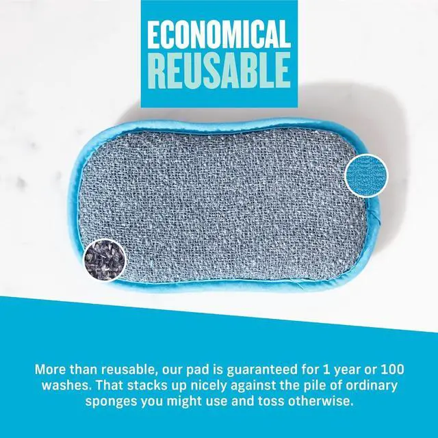 Alt view image 5 of 6 - Washing Up Scrub Pad - Microfiber Sponge for Cleaning, Reusable Kitchen Sponge for Dishes & Sink, Non Scratch, Multi Purpose Scrubber, Machine Washable - 4 Pack
