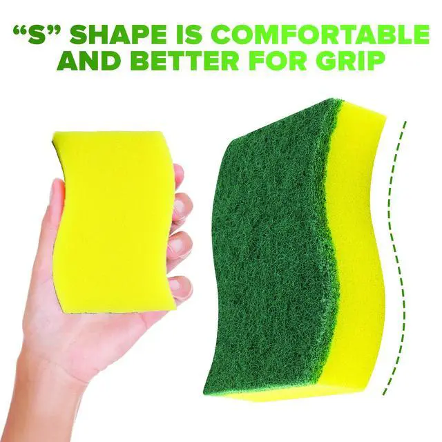 Alt view image 3 of 7 - (6 Pack) Heavy Duty Scrub Sponges Kitchen Dish, Sink and Bathroom Cleaning Scrubber Sponge - with Non-Smell Scouring Pad