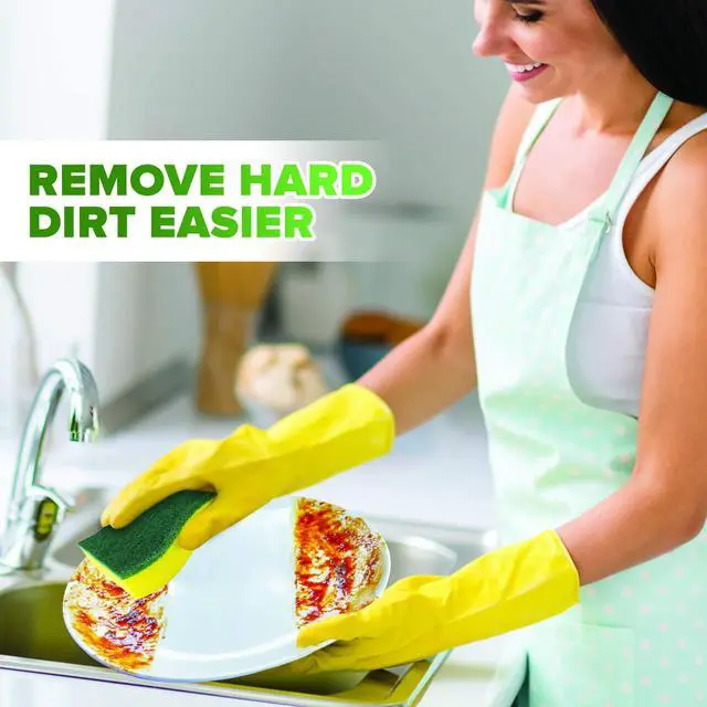 Alt view image 4 of 7 - (6 Pack) Heavy Duty Scrub Sponges Kitchen Dish, Sink and Bathroom Cleaning Scrubber Sponge - with Non-Smell Scouring Pad