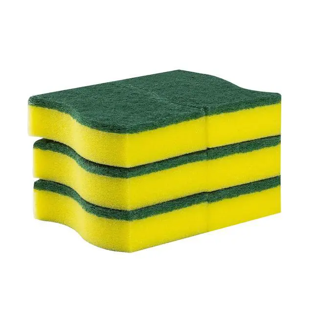 Alt view image 6 of 7 - (6 Pack) Heavy Duty Scrub Sponges Kitchen Dish, Sink and Bathroom Cleaning Scrubber Sponge - with Non-Smell Scouring Pad