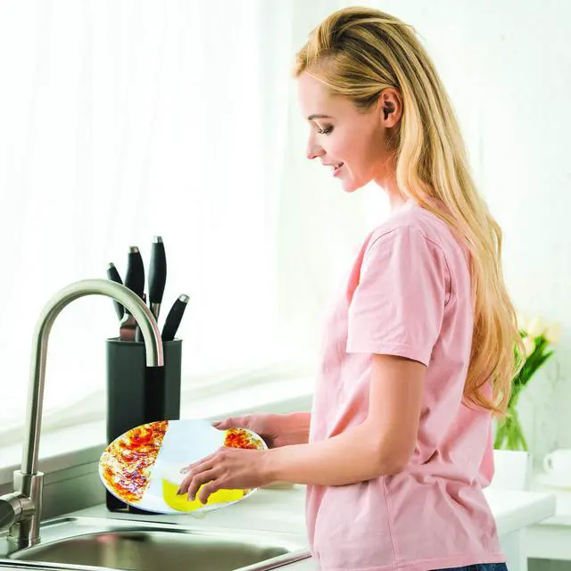 Alt view image 6 of 7 - Scrub Sponge Multipurpose Cellulose Cleaning Sponges with Non Scratch Scouring Pad for Dishes, Pots, Pans, Glass Cooktop - Super Absorbent - Unique Shape to Protect Nails: 12 Pack