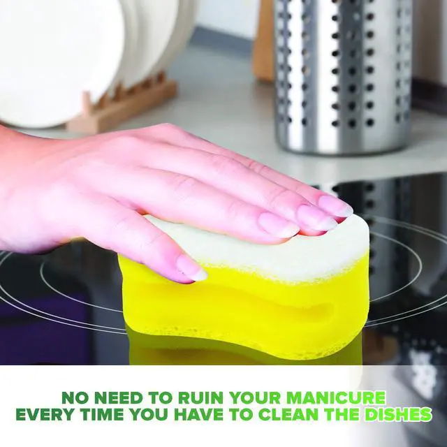 Alt view image 7 of 7 - Scrub Sponge Multipurpose Cellulose Cleaning Sponges with Non Scratch Scouring Pad for Dishes, Pots, Pans, Glass Cooktop - Super Absorbent - Unique Shape to Protect Nails: 12 Pack
