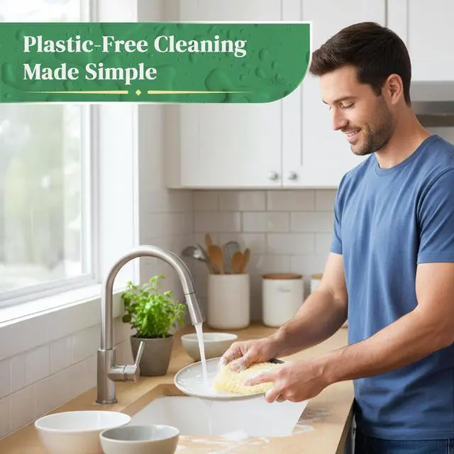 Alt view image 7 of 7 - Natural Loofah Kitchen Sponge (XL - 10 Pack) - Natural Sponges for Dishes - Eco Friendly and Compostable Sponges - Biodegradable Plant Based Kitchen Dish Sponge - Plastic Free Dish Scrubber