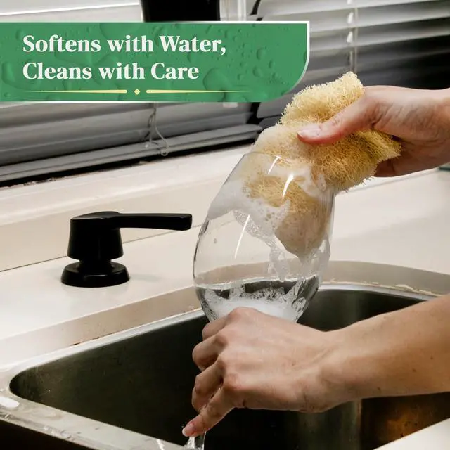 Alt view image 6 of 7 - Natural Loofah Kitchen Sponge (XL - 10 Pack) - Natural Sponges for Dishes - Eco Friendly and Compostable Sponges - Biodegradable Plant Based Kitchen Dish Sponge - Plastic Free Dish Scrubber