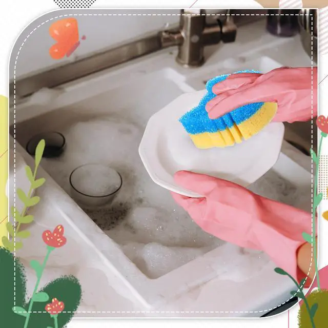 Alt view image 5 of 7 - 3 Pcs Dual Sided Scrub Sponge Multi Functional Cute Temperature Sensitive Non Scratch Dish Sponge for Washing Dishes Kitchen Bathroom (Cat,Pink, Orange, Royal Blue)