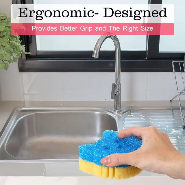 Alt view image 7 of 7 - 3 Pcs Dual Sided Scrub Sponge Multi Functional Cute Temperature Sensitive Non Scratch Dish Sponge for Washing Dishes Kitchen Bathroom (Cat,Pink, Orange, Royal Blue)