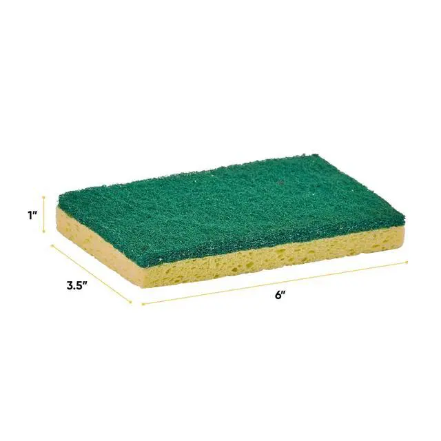 Alt view image 2 of 7 - Heavy Duty Scrub Large Sponge with Scouring Pad, Kitchen Dishwashing, Sink, Pot and Frying Pan Cellulose Scrubber Sponge Non Scratch. (6" 3 Pack)