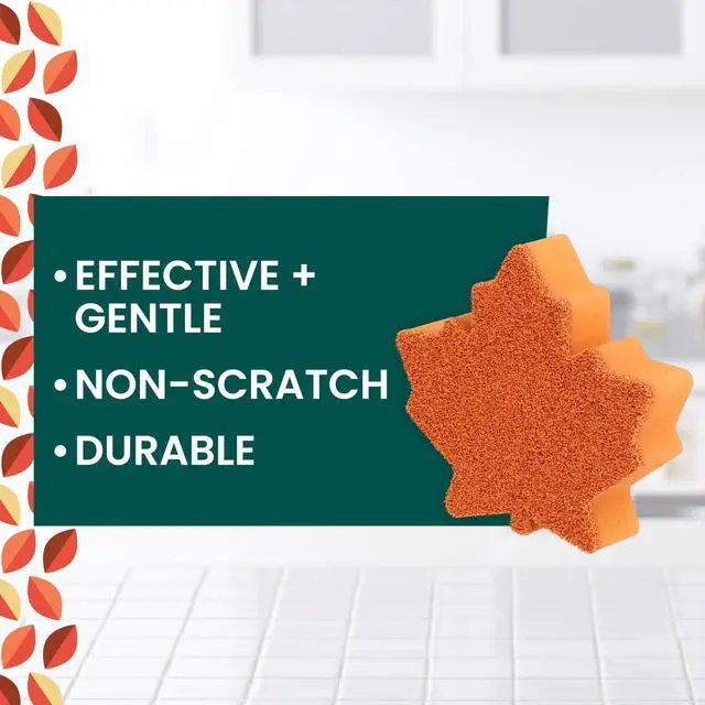 Alt view image 2 of 7 - Leafy Clean Scrub Sponge, Two-Sided Kitchen Sponges for Cleaning Effectively, Leaf Shaped Dish Sponges with 100% Recycled Scrubbing Fibers, 1 Scrubbing Sponge
