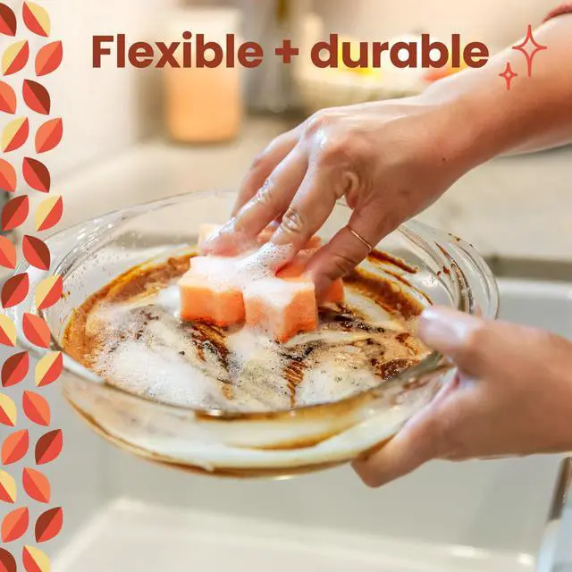 Alt view image 5 of 7 - Leafy Clean Scrub Sponge, Two-Sided Kitchen Sponges for Cleaning Effectively, Leaf Shaped Dish Sponges with 100% Recycled Scrubbing Fibers, 1 Scrubbing Sponge