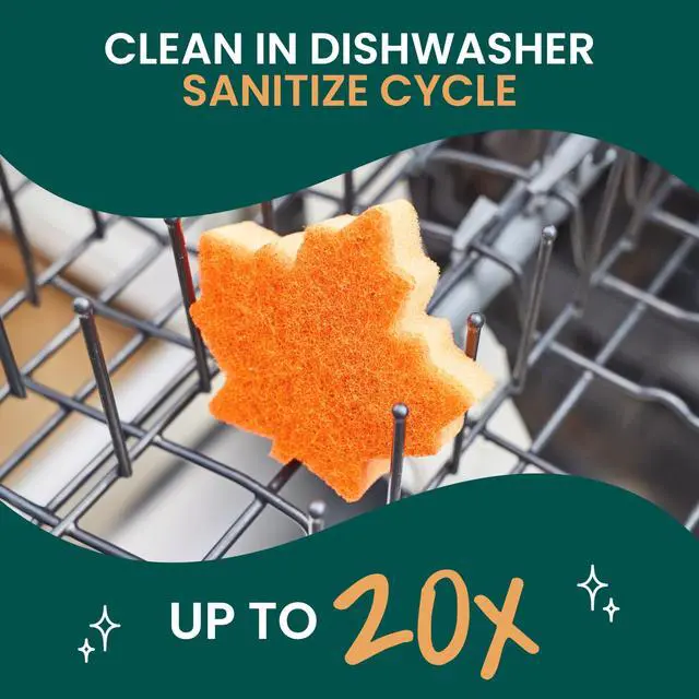 Alt view image 6 of 7 - Leafy Clean Scrub Sponge, Two-Sided Kitchen Sponges for Cleaning Effectively, Leaf Shaped Dish Sponges with 100% Recycled Scrubbing Fibers, 1 Scrubbing Sponge