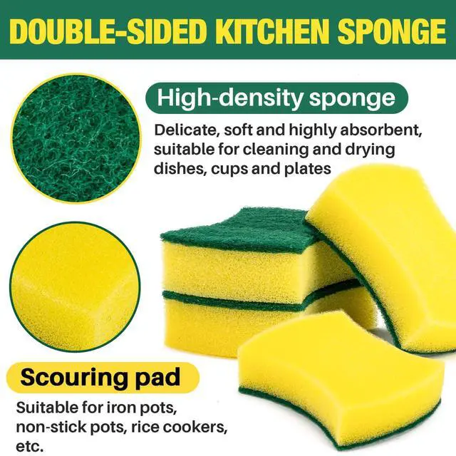 Alt view image 2 of 6 - 18PCS Heavy Duty Scrub Sponge - Dish Scrubber Sponge Non Scratch Double Sided Reusable Cleaning Scouring for Kitchen Dishes, Pots, Pans, Sink Bulk Household Cleaning.