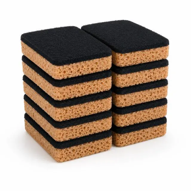 Main image of 10-Pack Heavy Duty Scrub Sponges, Dual-Sided Kitchen Cleaning Sponges for Dishwashing, Non-Scratch Scrubbers for Pots, Pans, and Household Cleaning, 3.7" x 2.4" x 1.2" (Yellow & Black)