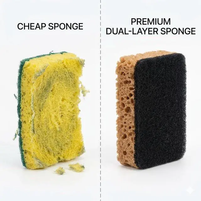Alt view image 3 of 7 - 10-Pack Heavy Duty Scrub Sponges, Dual-Sided Kitchen Cleaning Sponges for Dishwashing, Non-Scratch Scrubbers for Pots, Pans, and Household Cleaning, 3.7" x 2.4" x 1.2" (Yellow & Black)