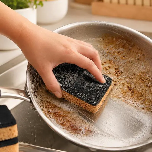 Alt view image 5 of 7 - 10-Pack Heavy Duty Scrub Sponges, Dual-Sided Kitchen Cleaning Sponges for Dishwashing, Non-Scratch Scrubbers for Pots, Pans, and Household Cleaning, 3.7" x 2.4" x 1.2" (Yellow & Black)