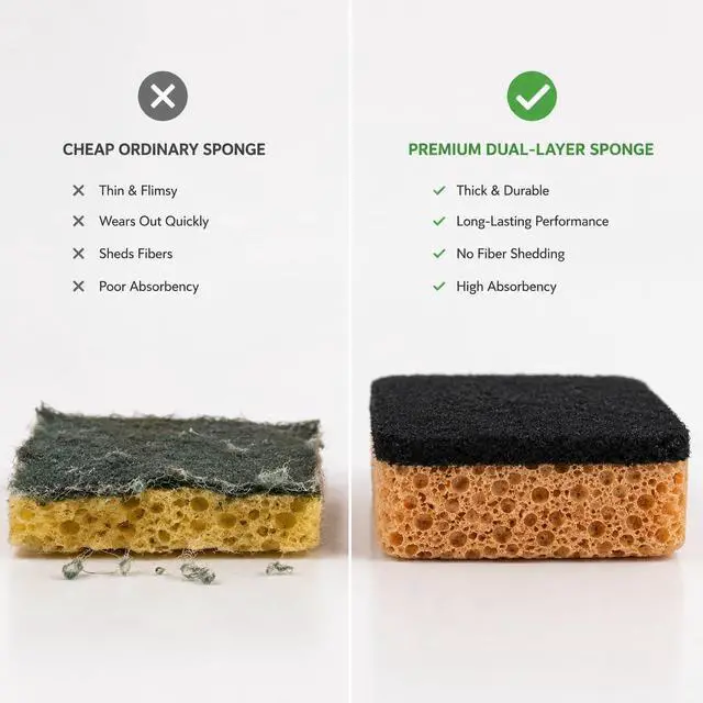 Alt view image 6 of 7 - 10-Pack Heavy Duty Scrub Sponges, Dual-Sided Kitchen Cleaning Sponges for Dishwashing, Non-Scratch Scrubbers for Pots, Pans, and Household Cleaning, 3.7" x 2.4" x 1.2" (Yellow & Black)