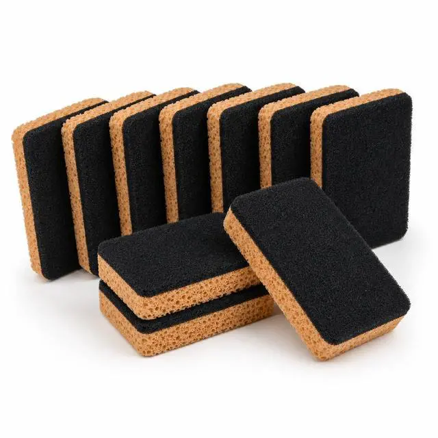 Alt view image 7 of 7 - 10-Pack Heavy Duty Scrub Sponges, Dual-Sided Kitchen Cleaning Sponges for Dishwashing, Non-Scratch Scrubbers for Pots, Pans, and Household Cleaning, 3.7" x 2.4" x 1.2" (Yellow & Black)