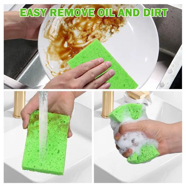 Alt view image 3 of 7 - Sponge Kitchen Natural Cellulose Sponges 10 Pack Compressed Sponges for Cleaning Reusable Dish Sponge Kitchen Non-Scratch DIY